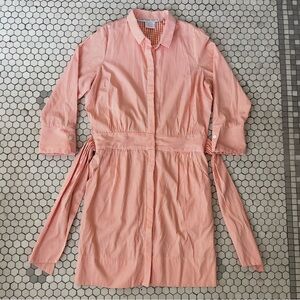 Gretchen Scott Wash & Wear Breezy Blouson Dress Medium Orange Stripes Bow Preppy